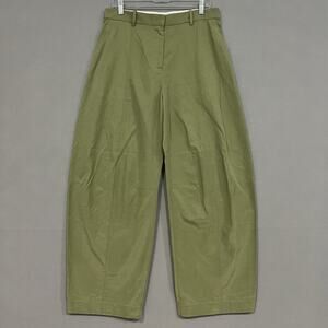Rosetta Getty Barrel Wide Leg Pants Size 8 Green Satin High Rise